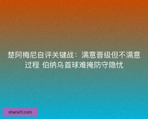 楚阿梅尼自评关键战：满意晋级但不满意过程 伯纳乌首球难掩防守隐忧