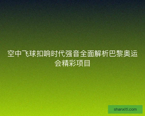 空中飞球扣响时代强音全面解析巴黎奥运会精彩项目
